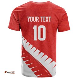 Custom New Zealand Cricket T Shirt Kiwi Birds Haka Dance Red Fern Sporty Style LT03