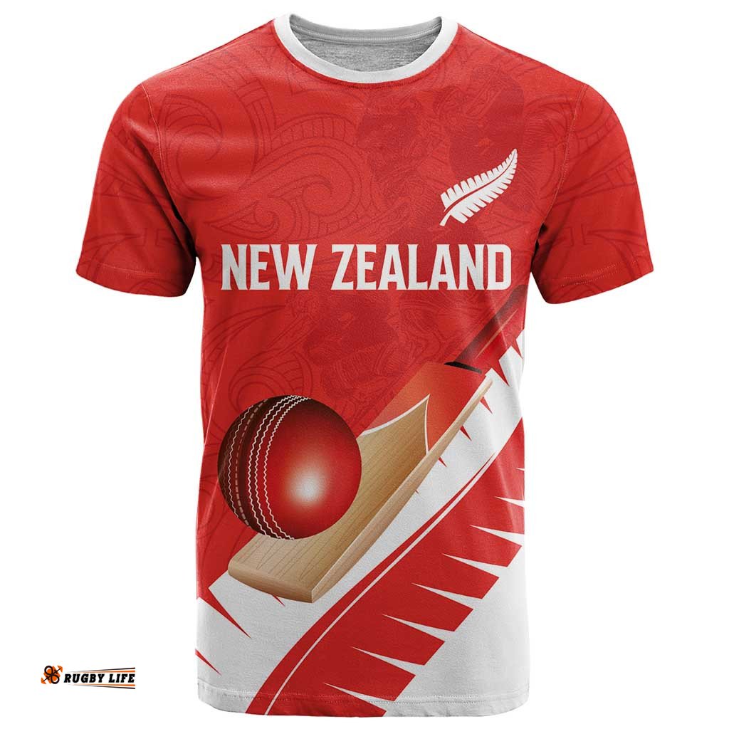 Custom New Zealand Cricket T Shirt Kiwi Birds Haka Dance Red Fern Sporty Style LT03