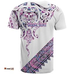 Mawhero Paua shell Kowhaiwhai Taniko Personalised T Shirt Manta Ray Shark-Turtle Maori Tribal Style LT9