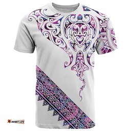 Mawhero Paua shell Kowhaiwhai Taniko Personalised T Shirt Manta Ray Shark-Turtle Maori Tribal Style LT9