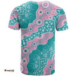 Hereditary Cancer Awareness Australia Indigenous T Shirt Pink and Teal LT7