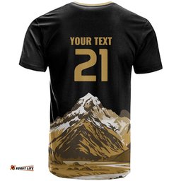 Custom Oceania Football NZ South Island T Shirt Minimal Mount Cook Silhouette LT9
