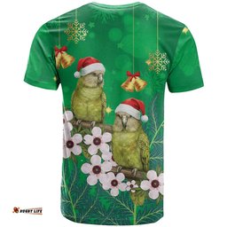 New Zealand Kakapo Christmas T Shirt Owl Parrot Santa Sliver Fern Manuka - Green LT14