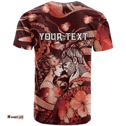 Personalised Maori Romantic Valentine T Shirt The Hongi Kiss Red Galaxy DT05