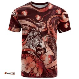 Personalised Maori Romantic Valentine T Shirt The Hongi Kiss Red Galaxy DT05