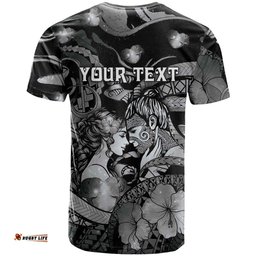 Personalised Maori Romantic Valentine T Shirt The Hongi Kiss Black Galaxy DT05