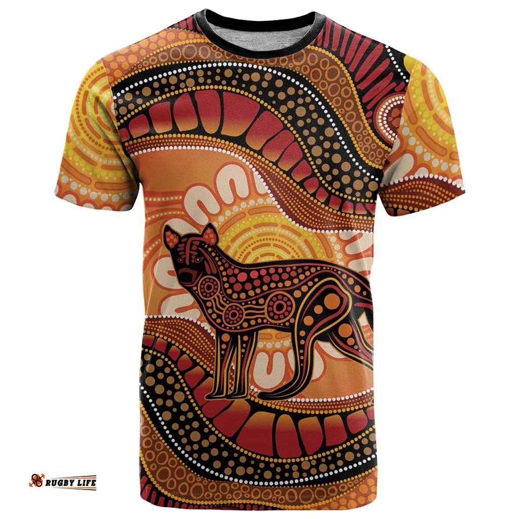 Indigenous Dingo Australia T Shirt Australian Aboriginal Art Proud LT14
