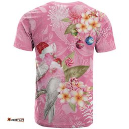 Joyful Pink Cockatoo T Shirt Australia Christmas Vibes LT9