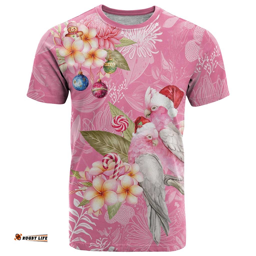 Joyful Pink Cockatoo T Shirt Australia Christmas Vibes LT9