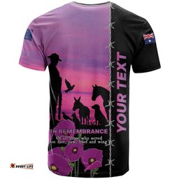 Personalised ANZAC War Animals T Shirt Lest We Forget Memorial LT15