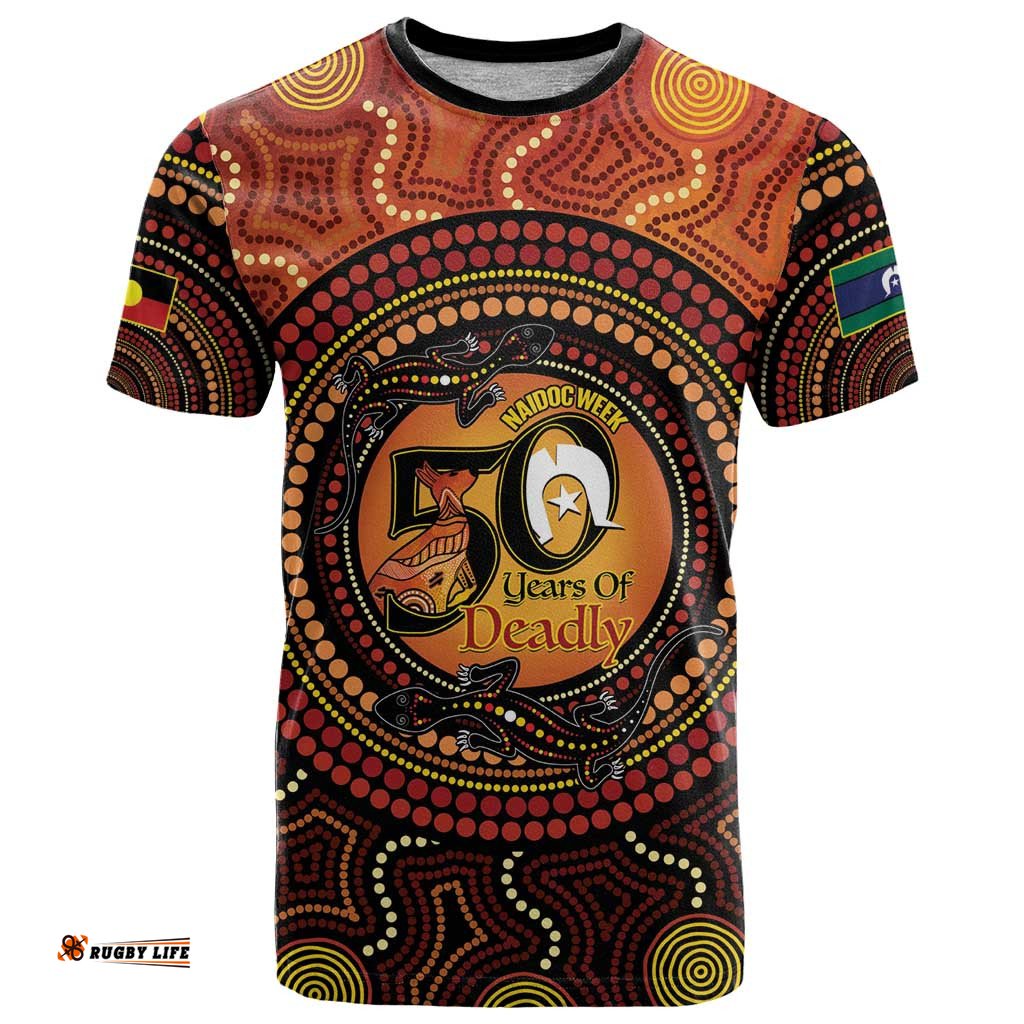NAIDOC Week 2026 Personalised T Shirt 50 Years of Deadly Lizard Kangaroo Aboriginal Art LT14
