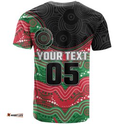 Custom Rabbitohs T Shirt Rabbit Mascot With Aboriginal Indigenous DT05