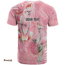 Personalised Galah Cockatoo Eucalyptus Flowers T Shirt Australian Breast Cancer Spirit LT9