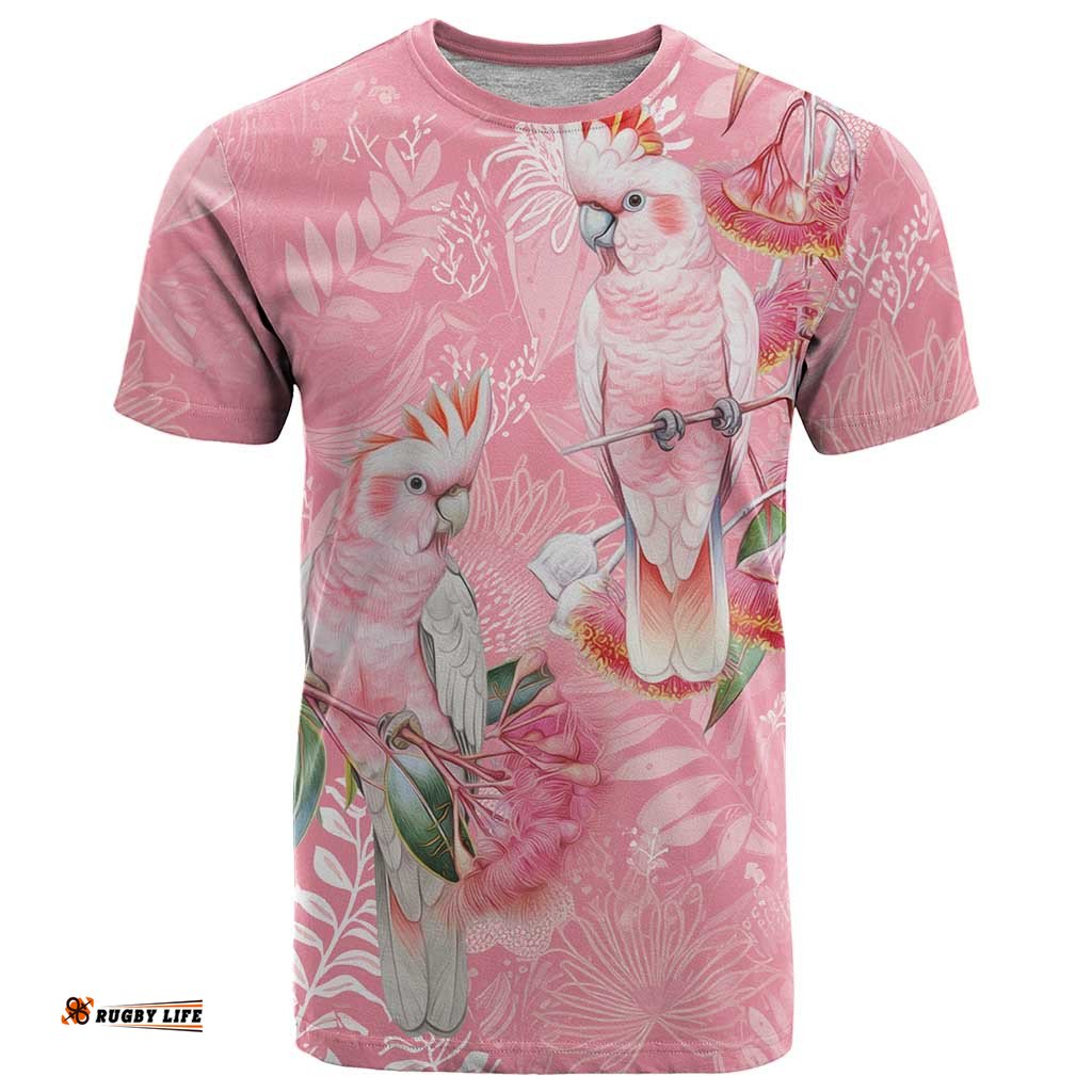 Personalised Galah Cockatoo Eucalyptus Flowers T Shirt Australian Breast Cancer Spirit LT9