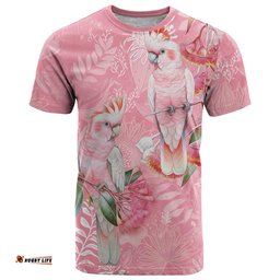 Personalised Galah Cockatoo Eucalyptus Flowers T Shirt Australian Breast Cancer Spirit LT9