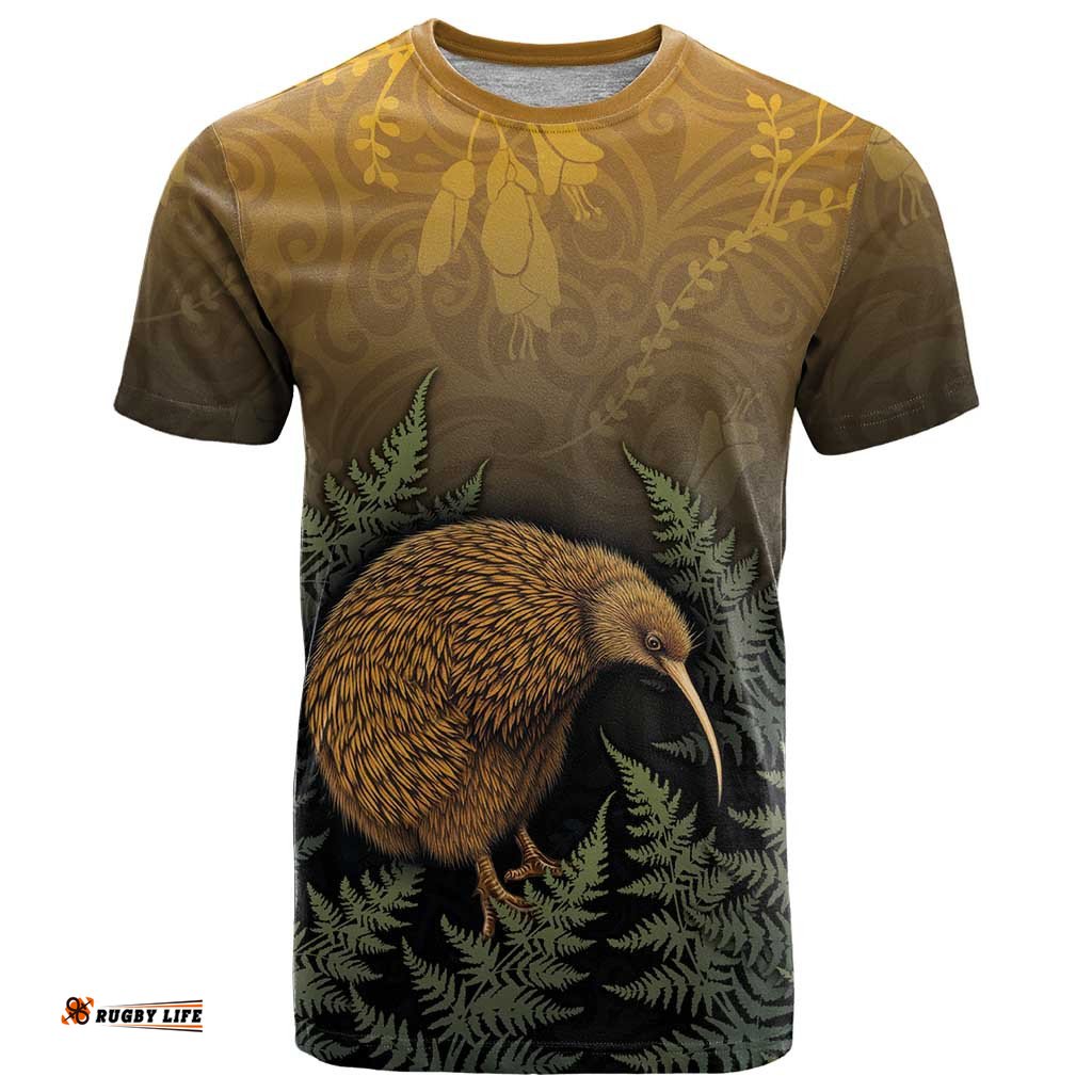 New Zealand Kiwi Bird T Shirt Silver Fern Mix Maori Pattern LT05