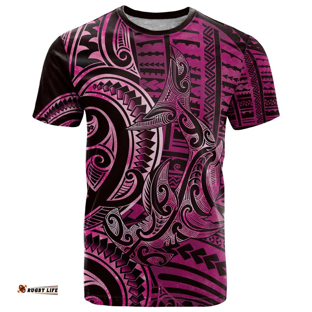 New Zealand Hammerhead Shark T Shirt Maori Haehae Mangopare Pink LT14