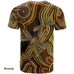Orange Indigenous Dragonfly Australia T Shirt Aboriginal Art LT14