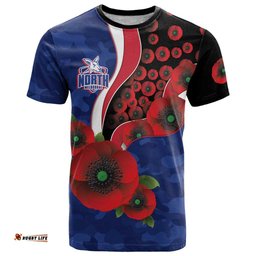 North Kangaroos ANZAC Personalised T Shirt Lest We Forget Poppy Camo LT9