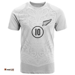Custom New Zealand Football T Shirt The Whites-Sporty T90 Style LT03