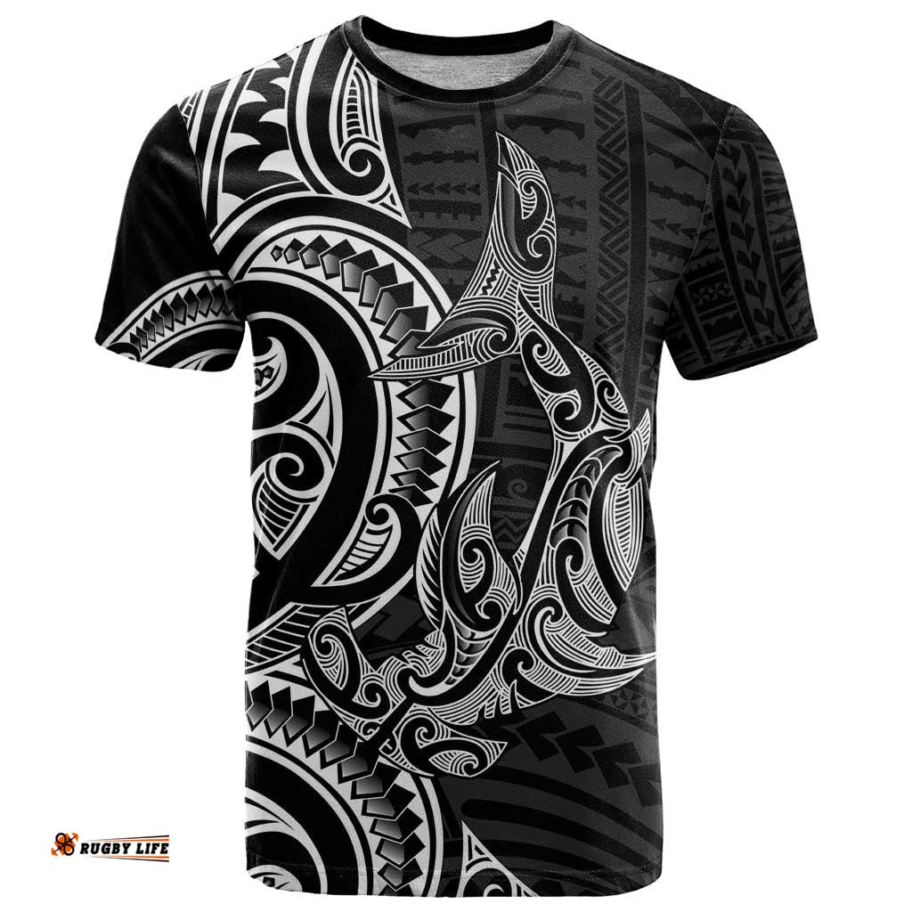 New Zealand Hammerhead Shark T Shirt Maori Haehae Mangopare Black LT14