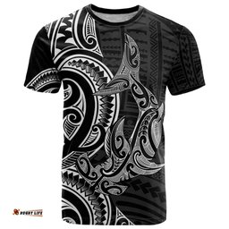 New Zealand Hammerhead Shark T Shirt Maori Haehae Mangopare Black LT14