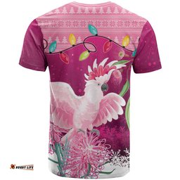 Pink Cockatoo Australia Christmas T Shirt Grevillea Eucalyptus Blossoms LT14