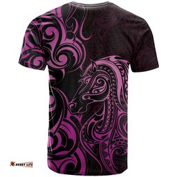 Pink Aoteara Horse Racing T Shirt NZ Maori Pattern LT14