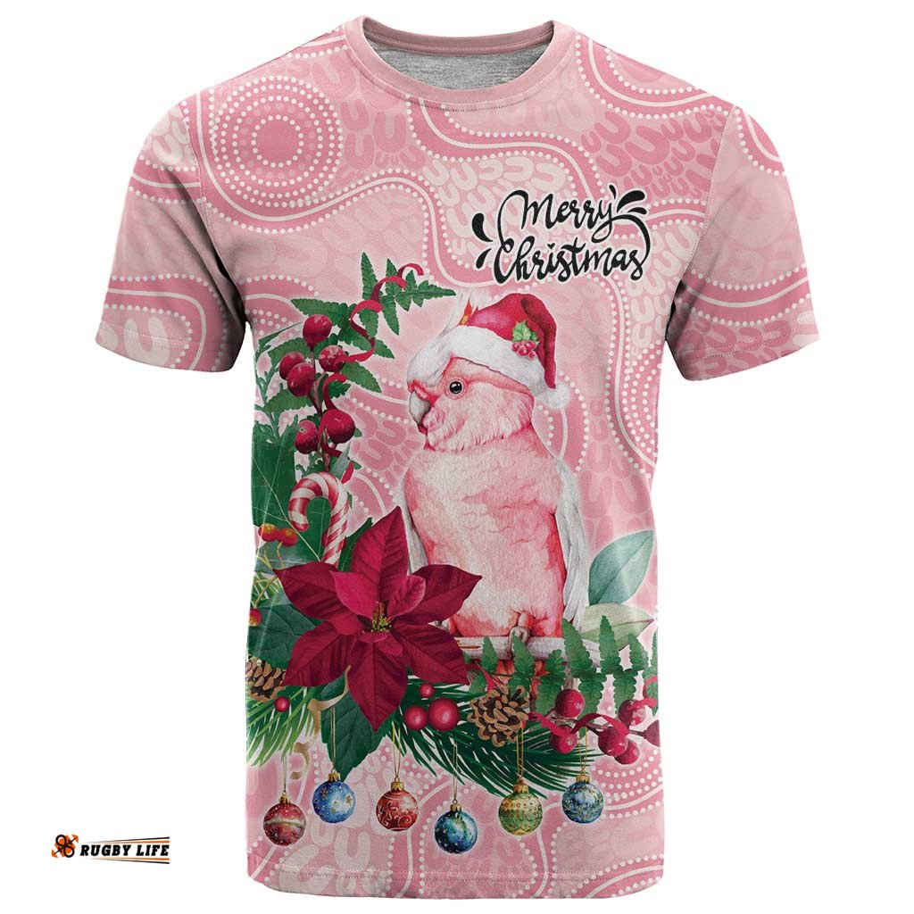Watercolor Pink Galah Flowers T Shirt Australia Christmas Vibes LT9