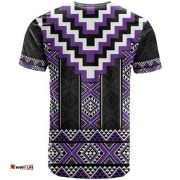 Purple Taniko Pattern Aotearoa T Shirt Niho Taniwha Mix Poutama LT14