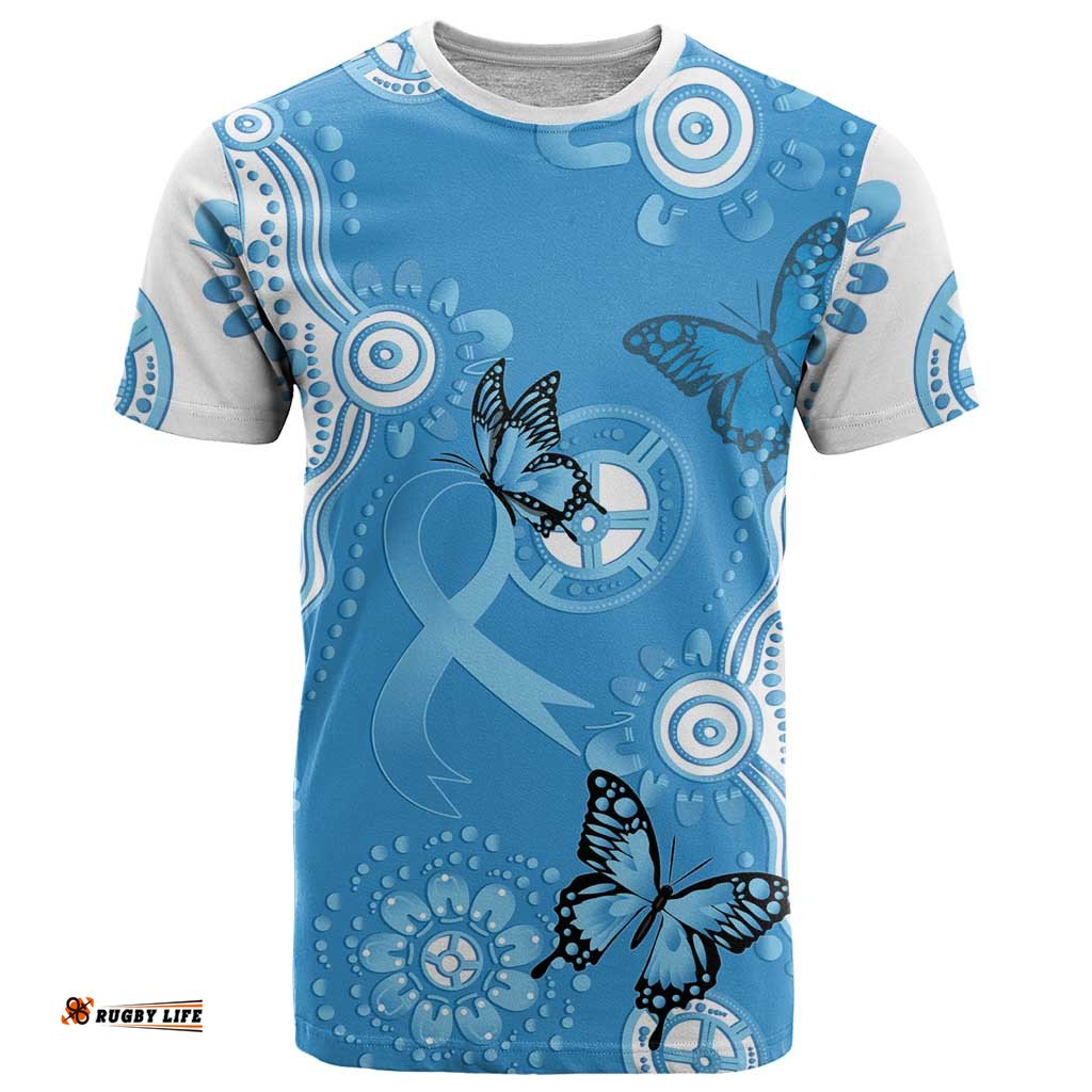 World Diabetes Day Australia T Shirt Blue Ribbon Butterfly Aboriginal Art LT14