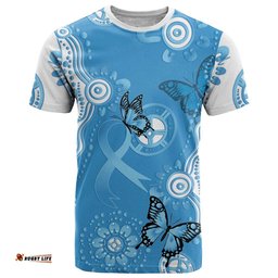 World Diabetes Day Australia T Shirt Blue Ribbon Butterfly Aboriginal Art LT14