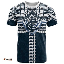 Personalized Carlton Blues T Shirt Polynesian Tribal Pattern Heritage Football TS04