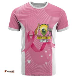 Custom Bowls Australia Breast Cancer T Shirt Pink Ribbon Aussie Map With Kangaroo Emu LT14