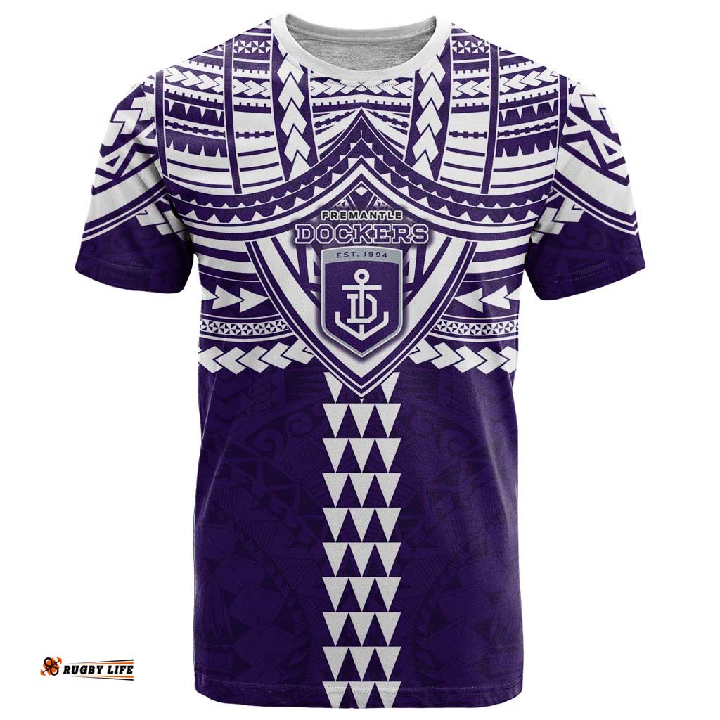 Personalized Fremantle Dockers T Shirt Polynesian Tribal Pattern Heritage Football TS04