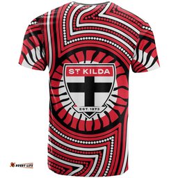 St Kilda Football Club T Shirt Indigenous Monochrome Dot Art Mascot Style TS04