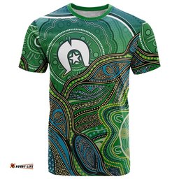 Torres Strait Islands T Shirt Indigenous Ocean Wave Dot Green Color TS04