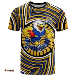 West Coast Eagles T Shirt Indigenous Monochrome Dot Art Mascot Style TS04