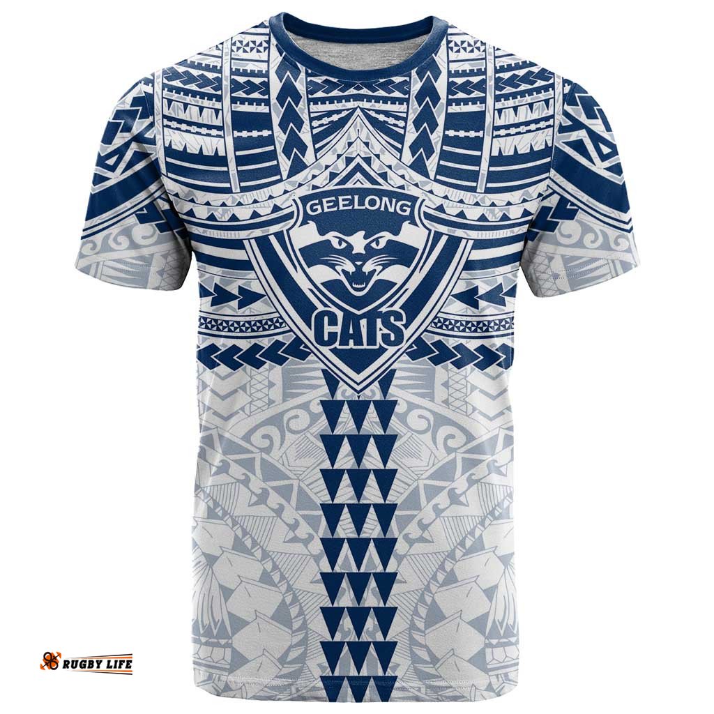 Personalized Geelong Cats T Shirt Polynesian Tribal Pattern Heritage Football TS04