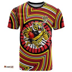 Richmond Football Club T Shirt Indigenous Monochrome Dot Art Mascot Style TS04