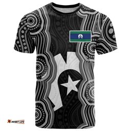 Torres Strait Islander T Shirt Flag Feather Headdress Indigenous Dotwork Tribal Art TS04