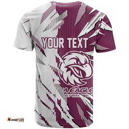 Personalized Manly Warringah Sea Eagles T Shirt Dynamic Lightning Mascot Rugby Australia TS04