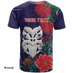 Maori Wheku Meri Kirihimete Personalised T Shirt All Blue Indigenous Maori Motif LT9