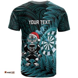 Personalised New Zealand Darts Christmas T Shirt Maori Fern Merry Dartsmas LT14