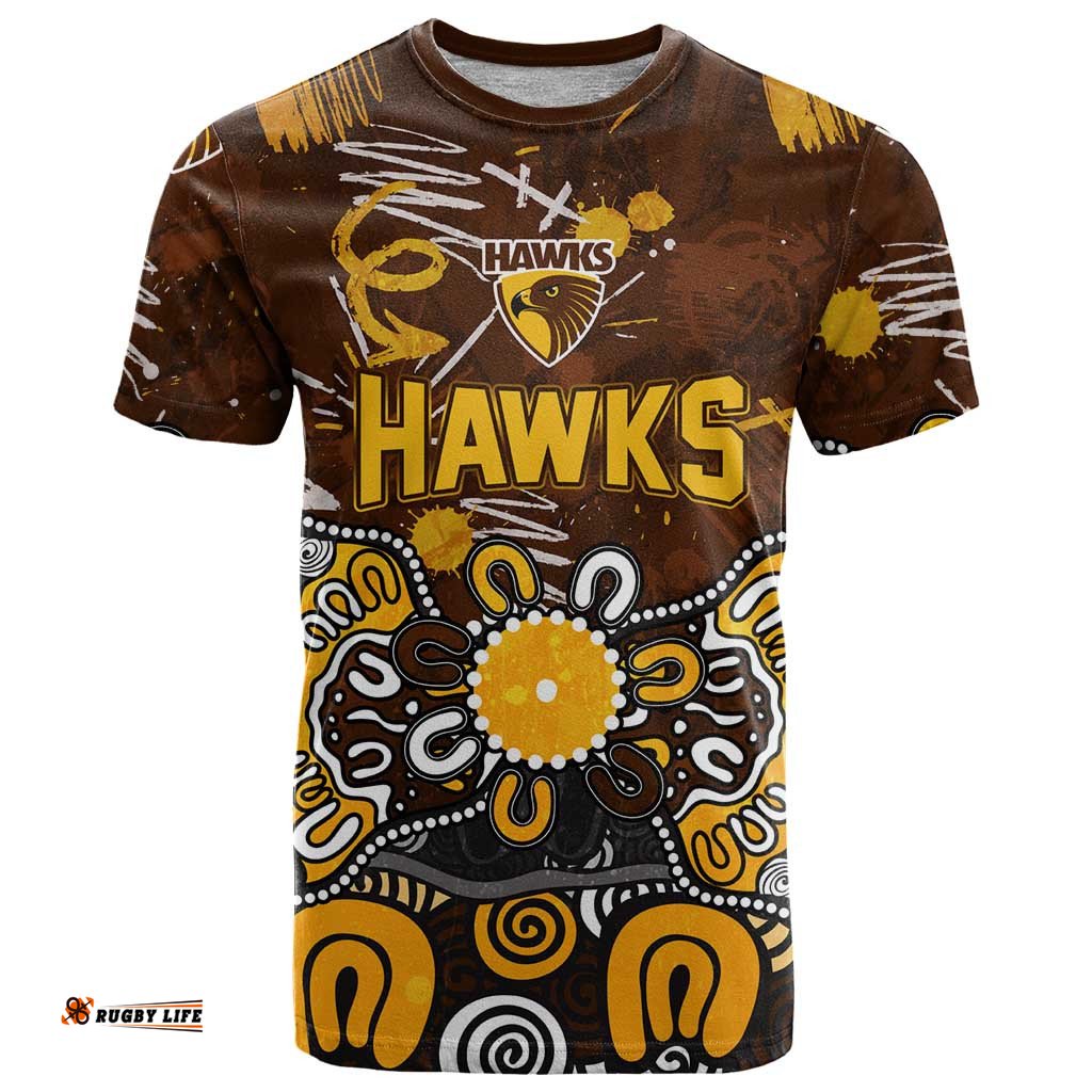 Personalized Hawthorn Hawks T Shirt Aboriginal Dot Painting Graffiti Style TS04