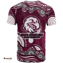 Manly Warringah Sea Eagles T Shirt Aboriginal Dot Pattern - Rugby Mascot Heritage Pride TS04