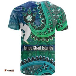 Torres Strait Islands T Shirt Dhari Emblem Vibrant Teal Indigenous TS04