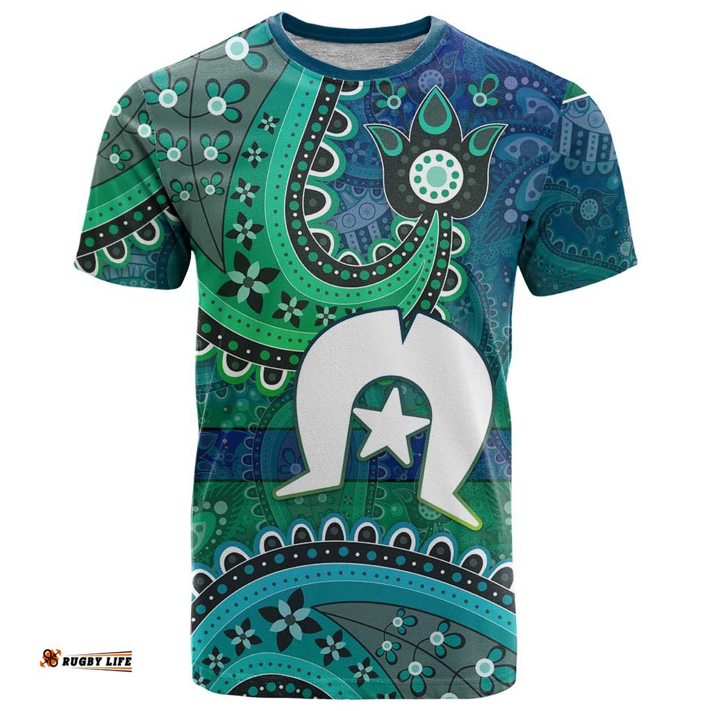 Torres Strait Islands T Shirt Dhari Emblem Vibrant Teal Indigenous TS04