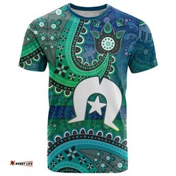 Torres Strait Islands T Shirt Dhari Emblem Vibrant Teal Indigenous TS04