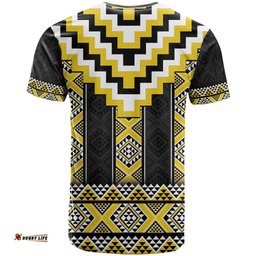 Yellow Taniko Aotearoa T Shirt Niho Taniwha Mix Poutama LT14